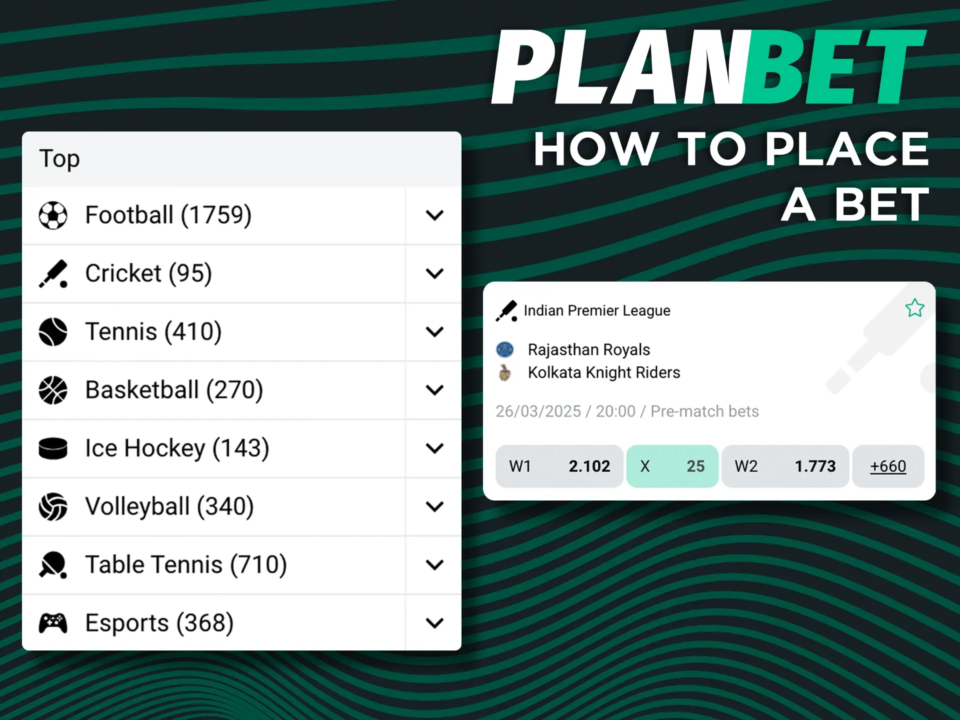 Learn how to start betting in the Planbet app.