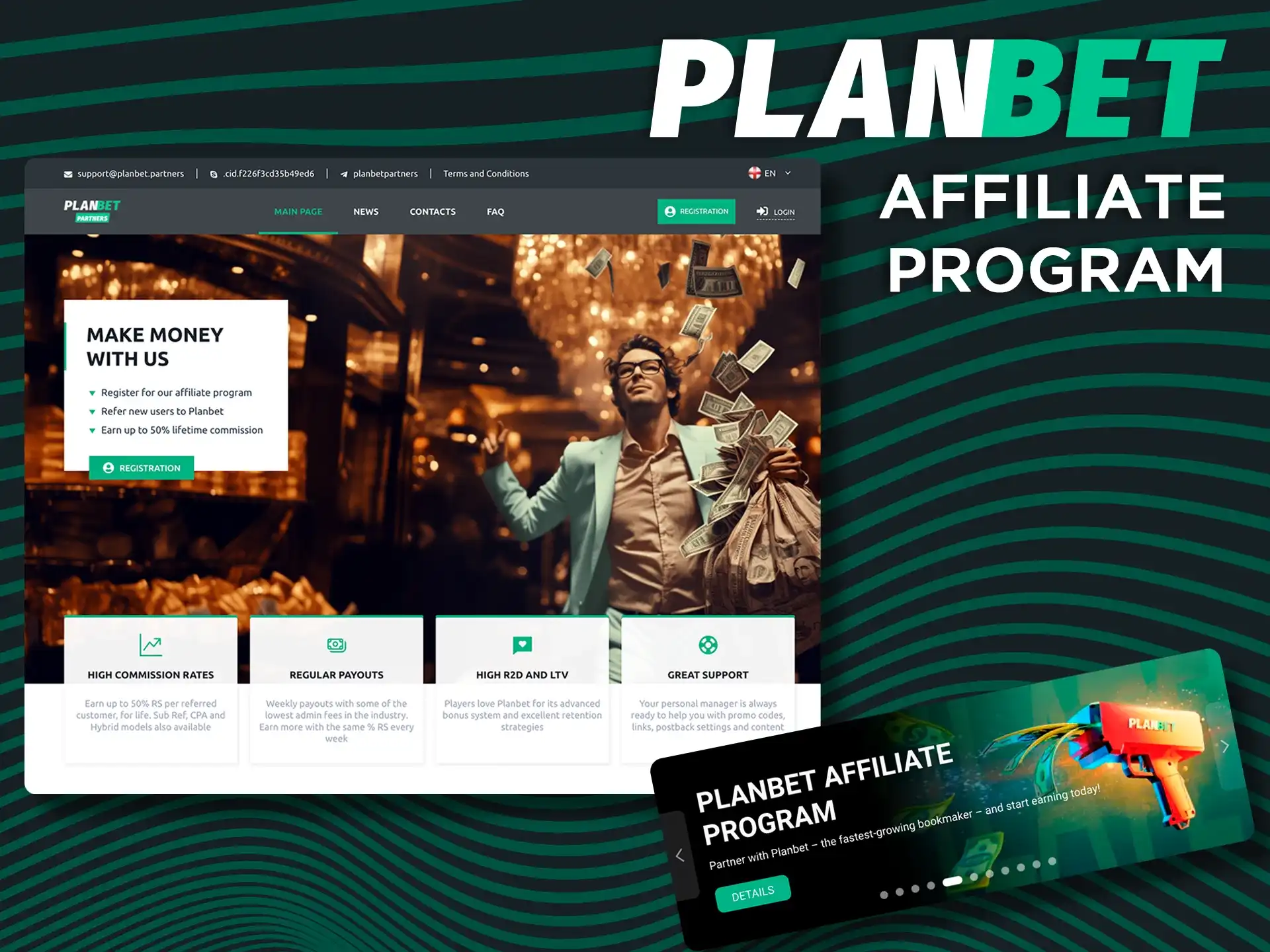 Start earning with PLANBET and join the Affiliate program.