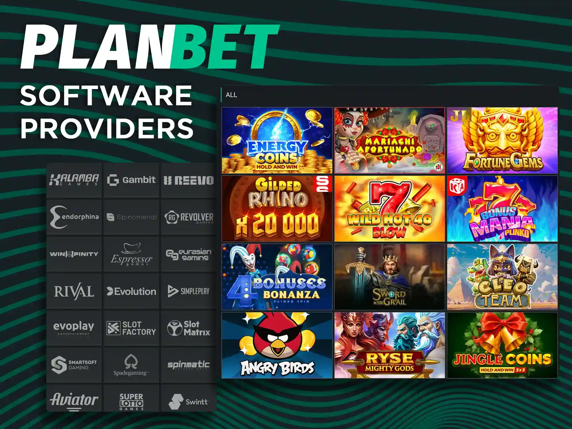 Planbet has a large number of casino game providers.